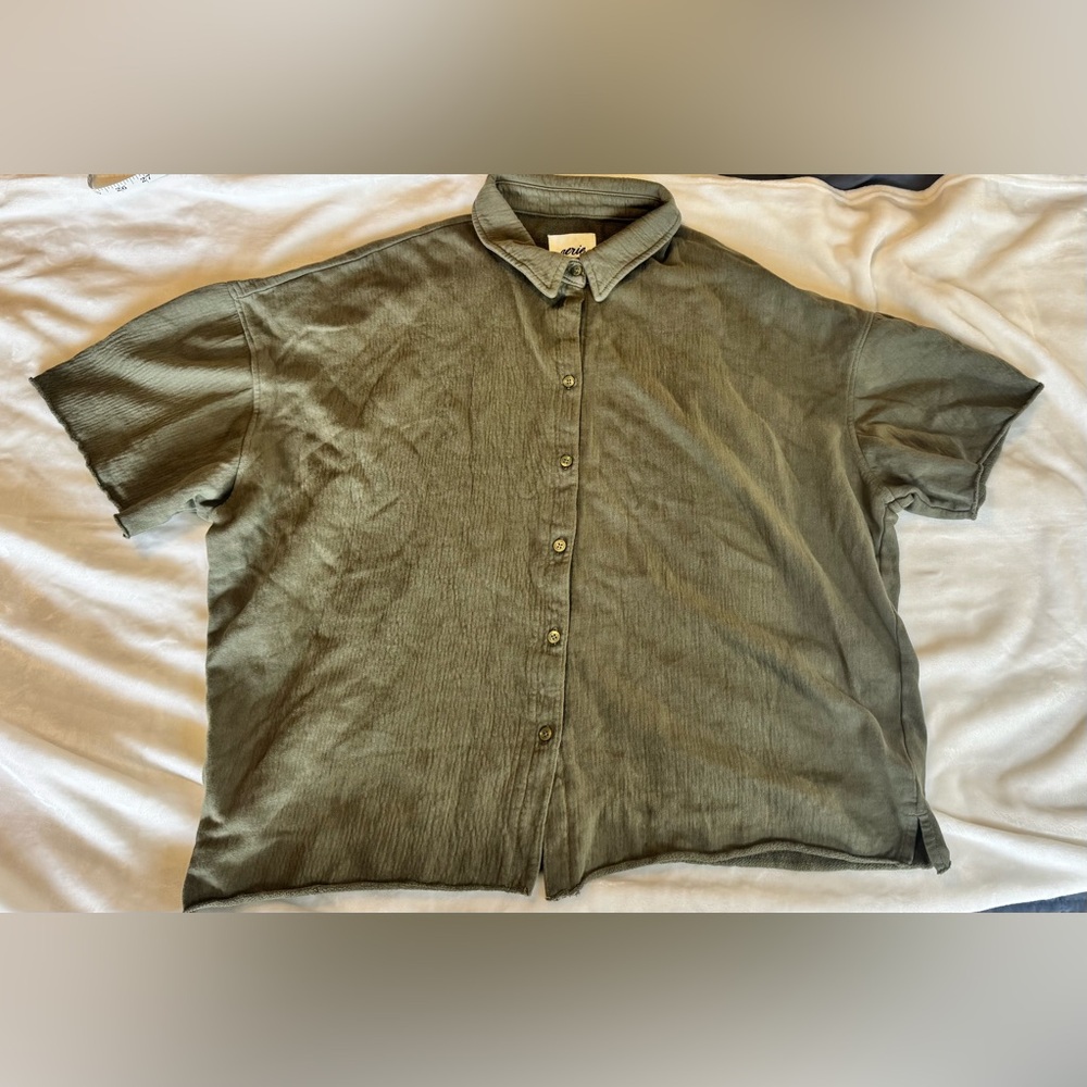 Aerie Oversized Hunter Green Casual Button Down Shirt Sz S
